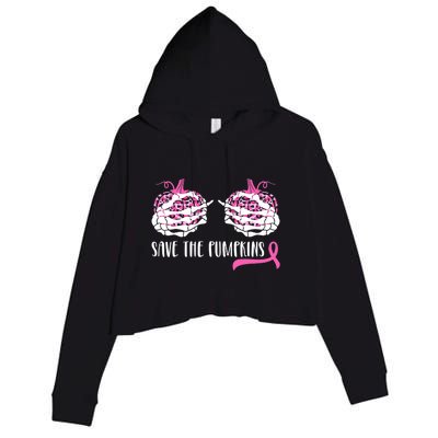 Save The Pumpkins Breast Cancer Awareness Halloween Crop Fleece Hoodie