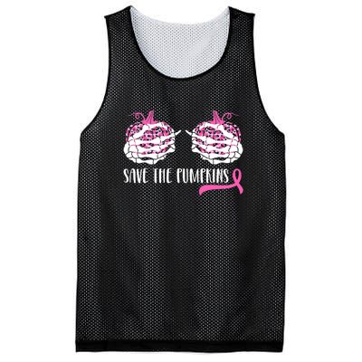 Save The Pumpkins Breast Cancer Awareness Halloween Mesh Reversible Basketball Jersey Tank