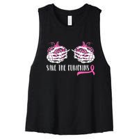 Save The Pumpkins Breast Cancer Awareness Halloween Women's Racerback Cropped Tank