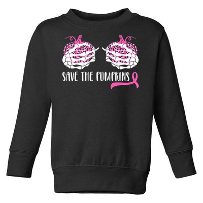 Save The Pumpkins Breast Cancer Awareness Halloween Toddler Sweatshirt