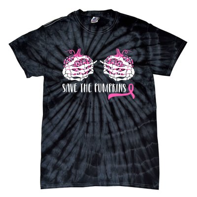 Save The Pumpkins Breast Cancer Awareness Halloween Tie-Dye T-Shirt