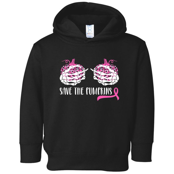 Save The Pumpkins Breast Cancer Awareness Halloween Toddler Hoodie