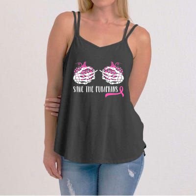 Save The Pumpkins Breast Cancer Awareness Halloween Women's Strappy Tank