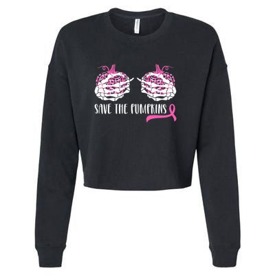 Save The Pumpkins Breast Cancer Awareness Halloween Cropped Pullover Crew