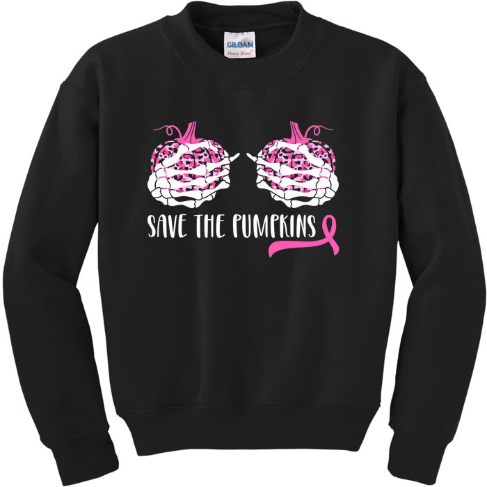 Save The Pumpkins Breast Cancer Awareness Halloween Kids Sweatshirt