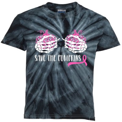 Save The Pumpkins Breast Cancer Awareness Halloween Kids Tie-Dye T-Shirt