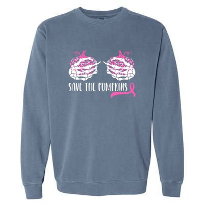 Save The Pumpkins Breast Cancer Awareness Halloween Garment-Dyed Sweatshirt