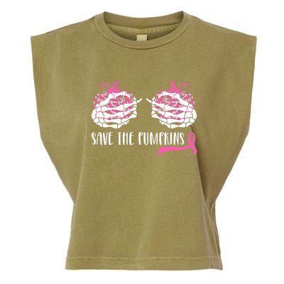 Save The Pumpkins Breast Cancer Awareness Halloween Garment-Dyed Women's Muscle Tee