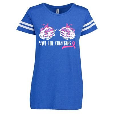 Save The Pumpkins Breast Cancer Awareness Halloween Enza Ladies Jersey Football T-Shirt