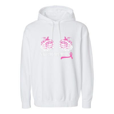 Save The Pumpkins Breast Cancer Awareness Halloween Garment-Dyed Fleece Hoodie