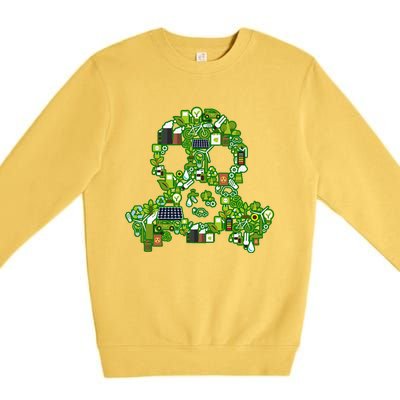 Save The Planet! Recycle Icons Gas Mask Premium Crewneck Sweatshirt