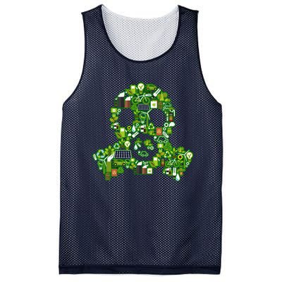 Save The Planet! Recycle Icons Gas Mask Mesh Reversible Basketball Jersey Tank