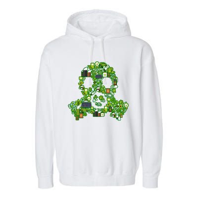 Save The Planet! Recycle Icons Gas Mask Garment-Dyed Fleece Hoodie