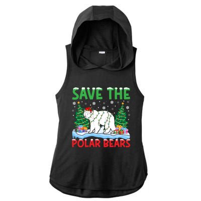 Save The Polar Bears Christmas Tree Santa Hat Snowflakes Gift Ladies PosiCharge Tri-Blend Wicking Draft Hoodie Tank