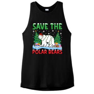 Save The Polar Bears Christmas Tree Santa Hat Snowflakes Gift Ladies PosiCharge Tri-Blend Wicking Tank