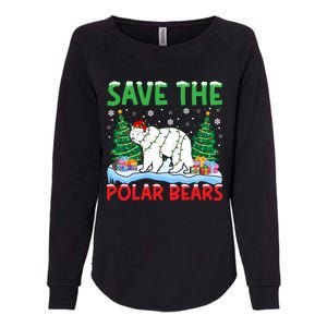 Save The Polar Bears Christmas Tree Santa Hat Snowflakes Gift Womens California Wash Sweatshirt