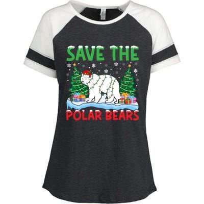 Save The Polar Bears Christmas Tree Santa Hat Snowflakes Gift Enza Ladies Jersey Colorblock Tee