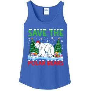 Save The Polar Bears Christmas Tree Santa Hat Snowflakes Gift Ladies Essential Tank