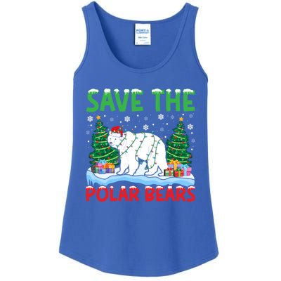 Save The Polar Bears Christmas Tree Santa Hat Snowflakes Gift Ladies Essential Tank