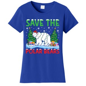 Save The Polar Bears Christmas Tree Santa Hat Snowflakes Gift Women's T-Shirt