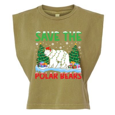 Save The Polar Bears Christmas Tree Santa Hat Snowflakes Gift Garment-Dyed Women's Muscle Tee