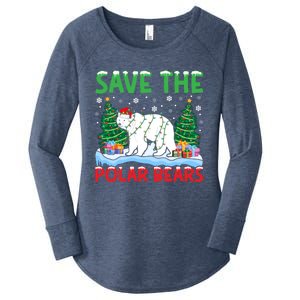 Save The Polar Bears Christmas Tree Santa Hat Snowflakes Gift Women's Perfect Tri Tunic Long Sleeve Shirt