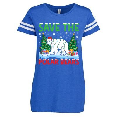 Save The Polar Bears Christmas Tree Santa Hat Snowflakes Gift Enza Ladies Jersey Football T-Shirt