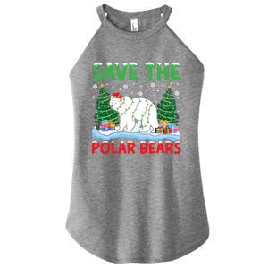 Save The Polar Bears Christmas Tree Santa Hat Snowflakes Gift Women's Perfect Tri Rocker Tank