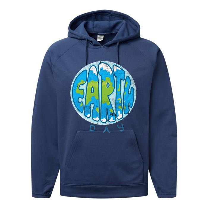 Save The Planet Earth Day Love Nature Awareness Pocket Performance Fleece Hoodie