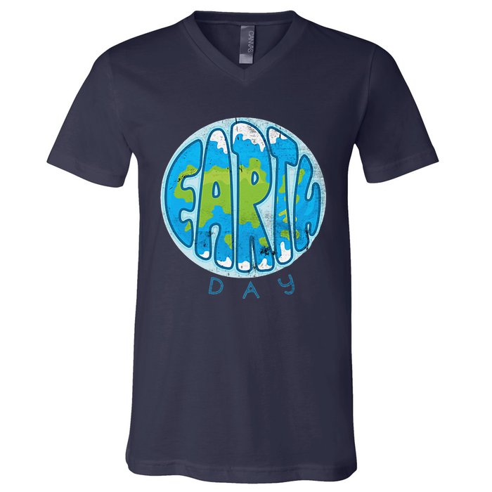 Save The Planet Earth Day Love Nature Awareness Pocket V-Neck T-Shirt