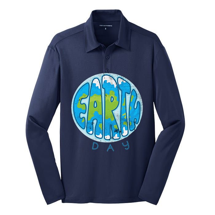 Save The Planet Earth Day Love Nature Awareness Pocket Silk Touch Performance Long Sleeve Polo