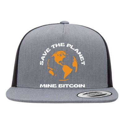 Save The Planet Mine Bitcoin Flat Bill Trucker Hat