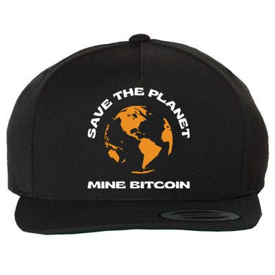 Save The Planet Mine Bitcoin Wool Snapback Cap