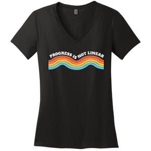 Sped Teacher Progress Is Not Linear Bsba Rbt Aba Therapist Women's V-Neck T-Shirt