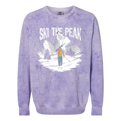 Ski The Peak Eat Sleep Ski Repeat Gift Colorblast Crewneck Sweatshirt