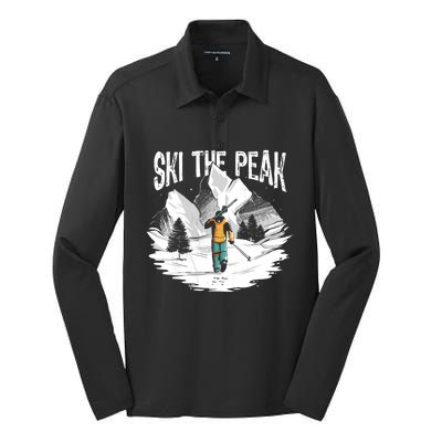 Ski The Peak Eat Sleep Ski Repeat Gift Silk Touch Performance Long Sleeve Polo