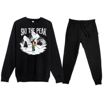 Ski The Peak Eat Sleep Ski Repeat Gift Premium Crewneck Sweatsuit Set