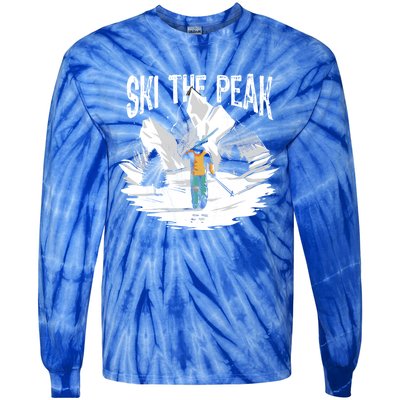 Ski The Peak Eat Sleep Ski Repeat Gift Tie-Dye Long Sleeve Shirt