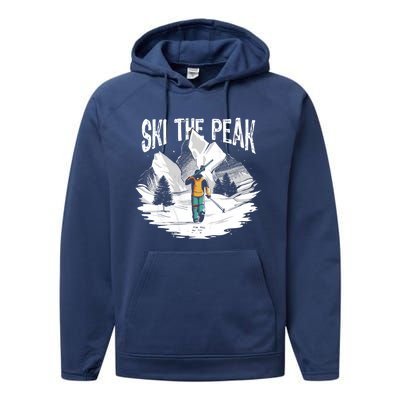 Ski The Peak Eat Sleep Ski Repeat Gift Performance Fleece Hoodie