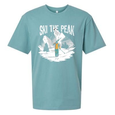 Ski The Peak Eat Sleep Ski Repeat Gift Sueded Cloud Jersey T-Shirt