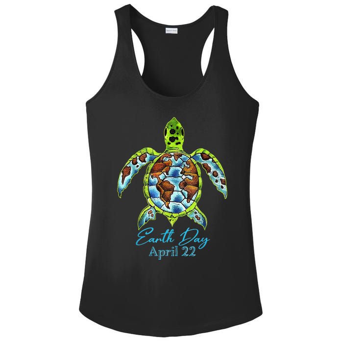 Sea Turtle Planet Funny Love World Environment Earth Day Ladies PosiCharge Competitor Racerback Tank