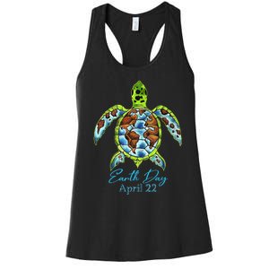 Sea Turtle Planet Funny Love World Environment Earth Day Women's Racerback Tank