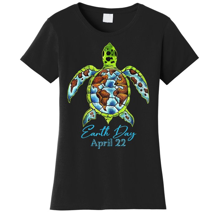 Sea Turtle Planet Funny Love World Environment Earth Day Women's T-Shirt