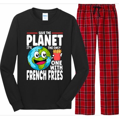 Save The Planet Its The Only One With French Fries Earth Day Gift Long Sleeve Pajama Set