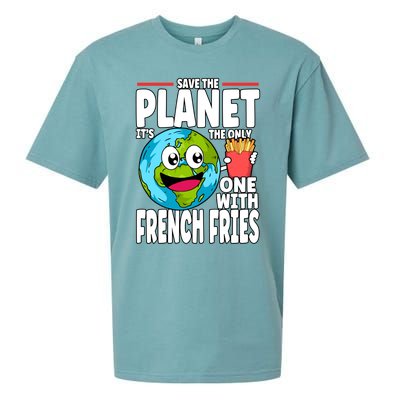 Save The Planet Its The Only One With French Fries Earth Day Gift Sueded Cloud Jersey T-Shirt