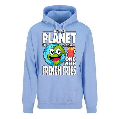 Save The Planet Its The Only One With French Fries Earth Day Gift Unisex Surf Hoodie