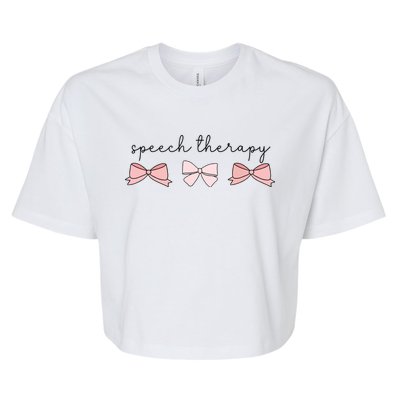 Speech Therapy Pinks Bows Coquette Slp Speech Pathology Bella+Canvas Jersey Crop Tee