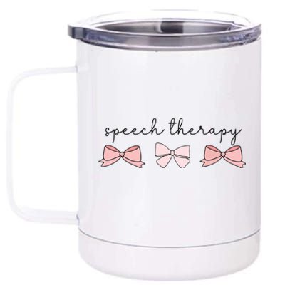 Speech Therapy Pinks Bows Coquette Slp Speech Pathology 12 oz Stainless Steel Tumbler Cup