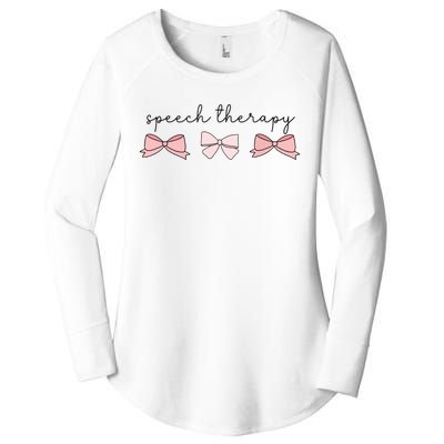 Speech Therapy Pinks Bows Coquette Slp Speech Pathology Women's Perfect Tri Tunic Long Sleeve Shirt