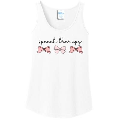 Speech Therapy Pinks Bows Coquette Slp Speech Pathology Ladies Essential Tank